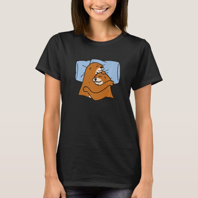 T-shirt Otter motif animal mignon imprimé animal dormir ot (Devant)