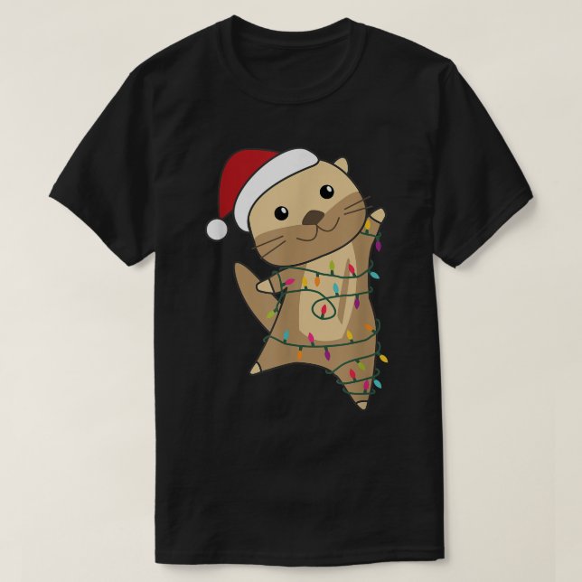 T-shirt Otter Noël Animaux de Noël Fée Lumière avec (Design devant)