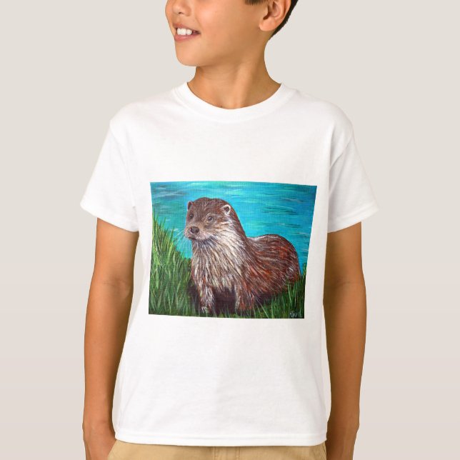 T-shirt Otter par une peinture fluviale (Devant)