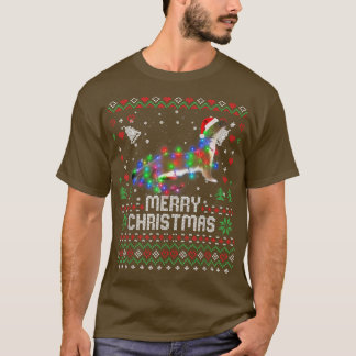 T-shirt Otter Santa Hat Animal Noël Arbre Lumières Holi