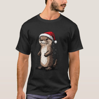 T-shirt Otter Santa Hat Funny Noël Otter Lover Noël X