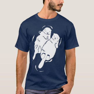 T-shirt Otter Twin tenant les mains jumelées Couple Lover
