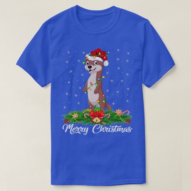 T-shirt Otters Animal Lover Matching Santa Hat Otter Chris (Design devant)
