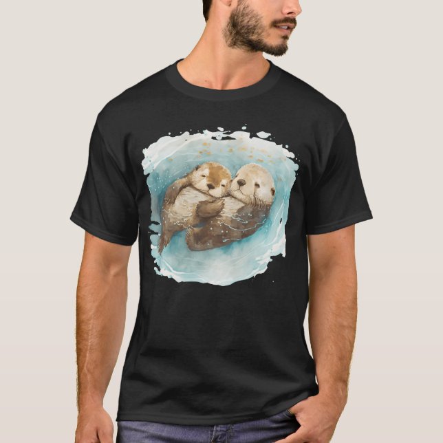 T-shirt Otters significatifs tenant les mains (Devant)