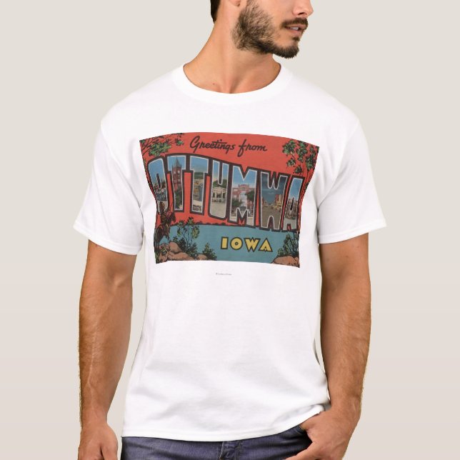 T-shirt Ottumwa, lettre ScenesOttumwa, IA d'IowaLarge (Devant)