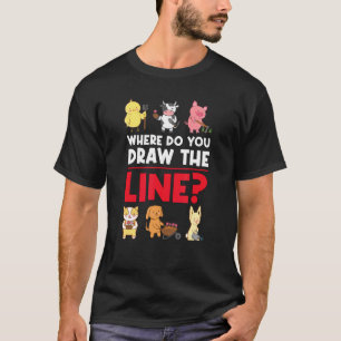 T-shirt Où Dessinez-Vous La Ligne Végétarien Végétarien V