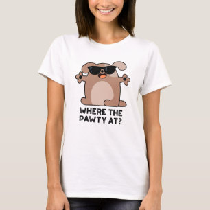 T-shirt Où La Pawty À Funny Doggie Chien Pun