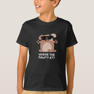 T-shirt Où La Pawty À Funny Doggie Chien Pun Dark BG