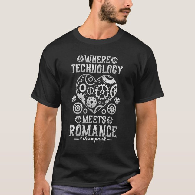 T-shirt Où la technologie rencontre Romance Steampunk (Devant)