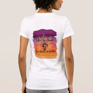 T-shirt Où le péché abonde Écriture Croix Coucher de solei