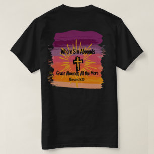 T-shirt Où le Péché Abonde la Grâce Abonde Croix Coucher d