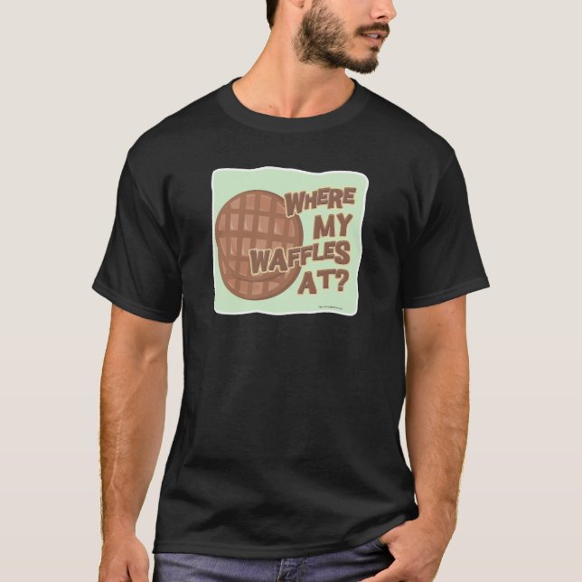 T-shirt Où Les gaufres À La Nourriture Amusante Caricature (Devant)