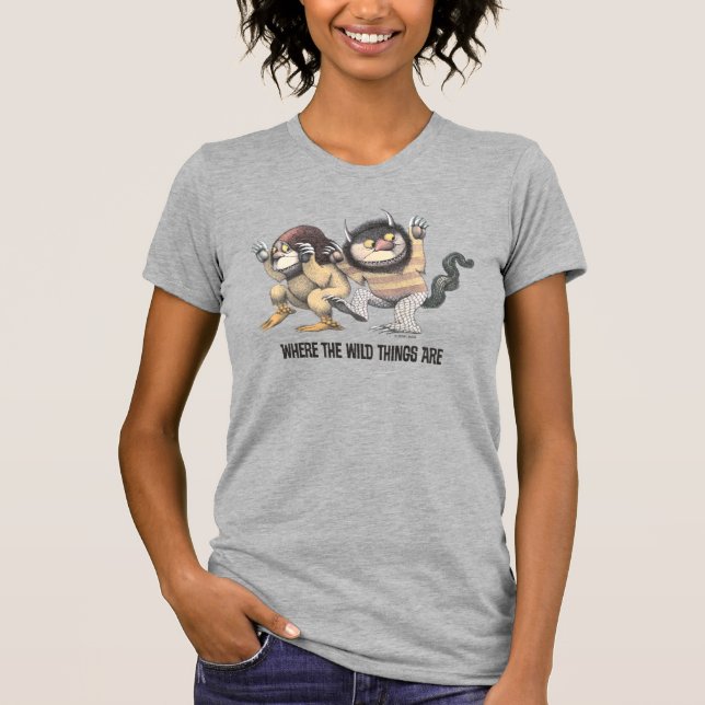 T-shirt Où sont les monstres | Deux monstres sauvages (Devant)