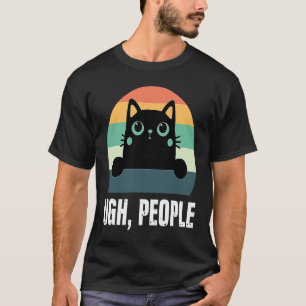 T-shirt Ouais les gens Chat Noir Style Rétro Anti Social I