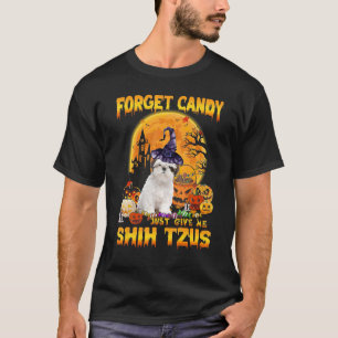 T-shirt Oubliez Candy Donne-Moi Shih Tzus Citrouille Hallo