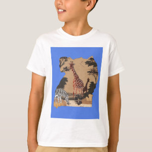 T-shirt Ouganda - Carte de la faune - Imprimer