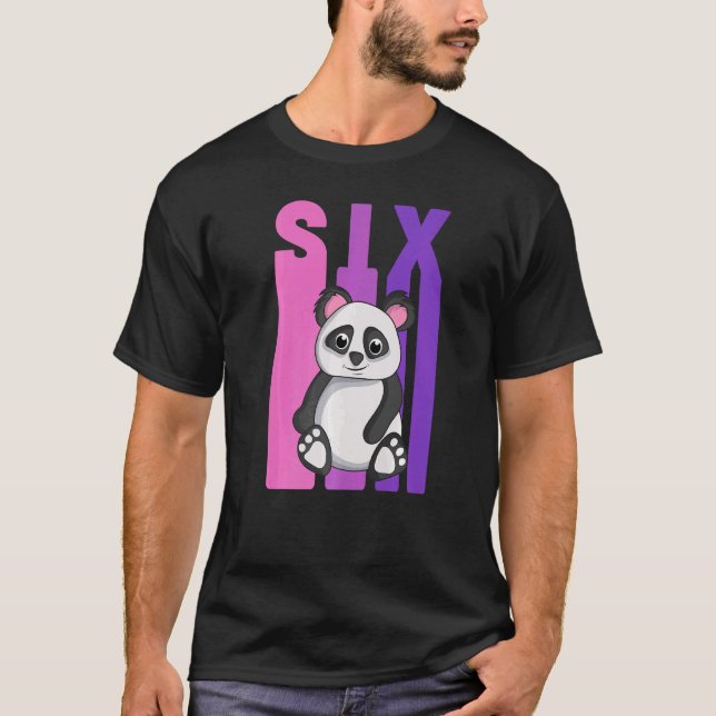 T-shirt Oui J'ai 6 ans Panda thème 6e anniversaire Partie (Devant)