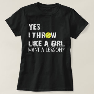 T-shirt oui je jette comme une fille sofball drôle