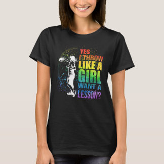 T-shirt Oui Je Jette Comme Une Fille Veut Une Leçon Disque