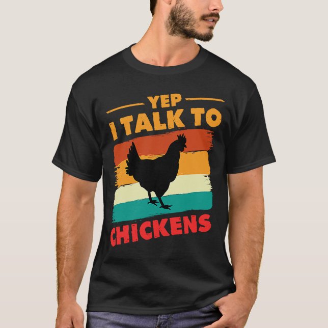 T-shirt Oui Je Parle Au Poulet Poulet Poulet D'Agriculteur (Devant)