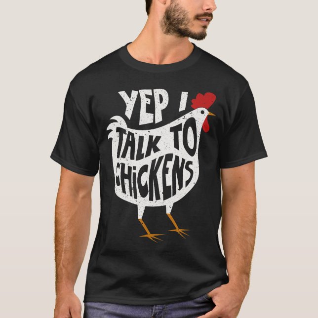 T-shirt Oui Je Parle Aux Poulets Chemise Mignonne Bouffées (Devant)