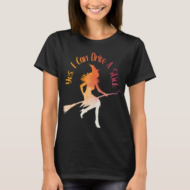 T-shirt Oui, je peux conduire un bâton couleur d'Halloween (Devant)