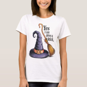 T-shirt Oui je peux conduire une bâche femme Halloween cou