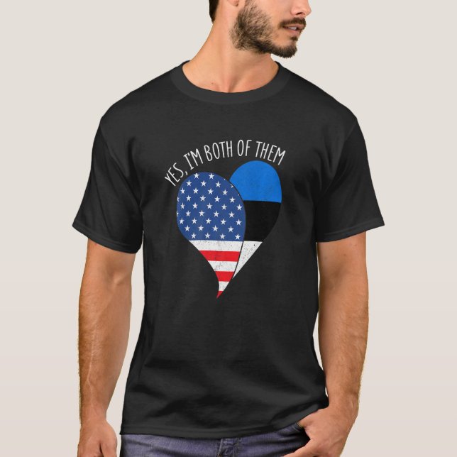 T-shirt Oui, je suis tous les deux moitié Américain moitié (Devant)