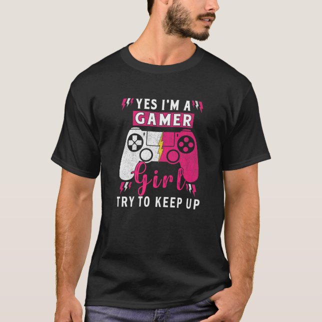 T-shirt Oui Je suis Une Gamer Girl Gaming Stuff Girls Ado  (Devant)
