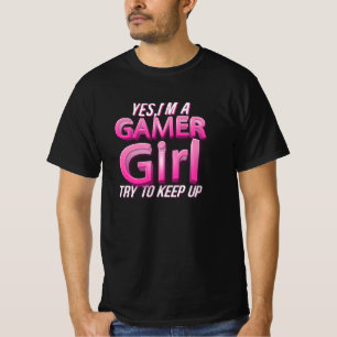 T-shirt Oui, je suis une gamère essaie de rester debout
