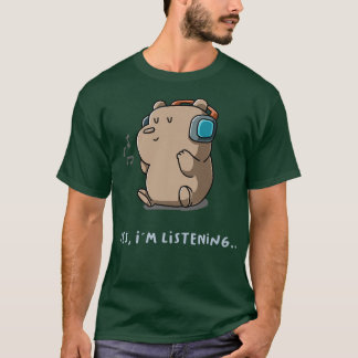 T-shirt Oui J'écoute Introvert Music Fan Nerd Grizzly