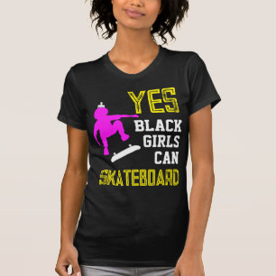 T-shirt OUI LES FILLES PEUVENT SKATEBOARD Afro Skater Girl