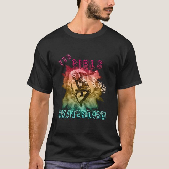 T-shirt Oui Les Filles Peuvent Skateboard Pour Les Gurls S (Devant)