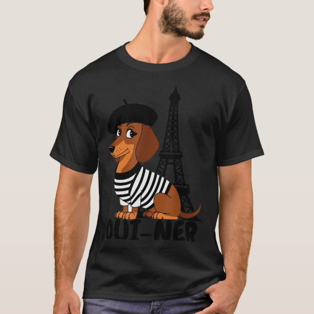 T-shirt Oui-ner Dog Funny Dachshund Wiener Sausage Ween Do (Devant)