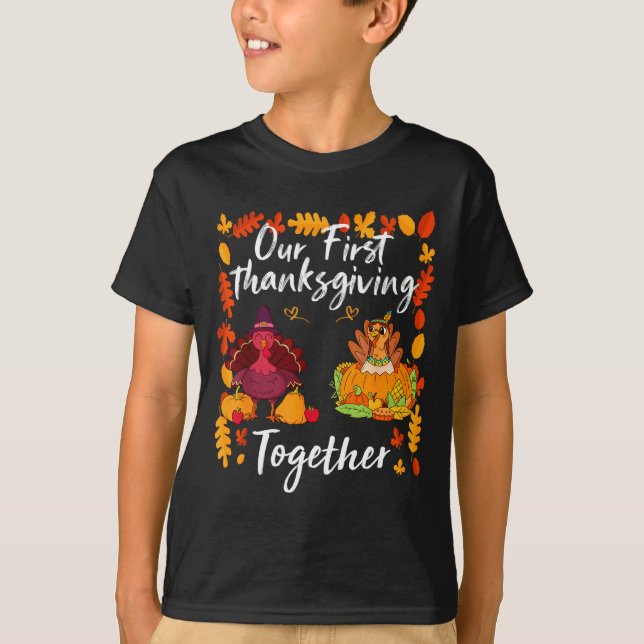 T-shirt Our First Thanksgiving Together Matching Couple  (Devant)