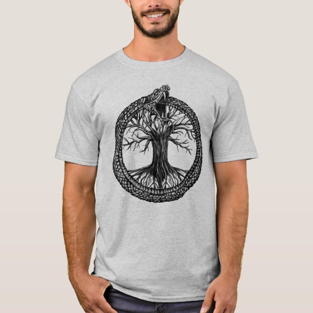 T-shirt Ouroboros avec l'arbre de la vie (Devant)