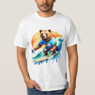 T-shirt ours à surf drôle