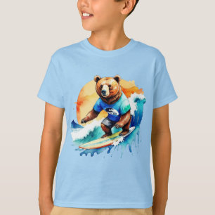 T-shirt ours à surf drôle