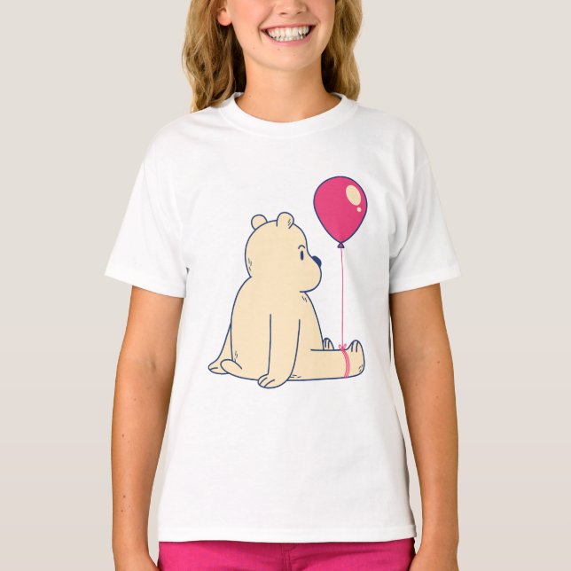 T-shirt Ours adorable avec un ballon rouge (Devant)