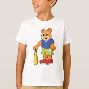T-shirt Ours au baseball avec batte de baseball
