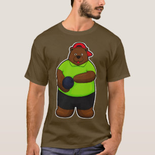 T-shirt Ours au bowling avec boule de bowling
