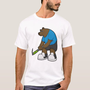 T-shirt Ours au hockey avec bâton de hockey