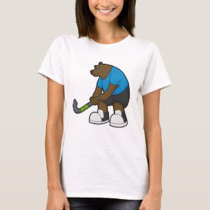 T-shirt Ours au hockey avec bâton de hockey