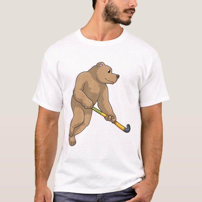 T-shirt Ours au hockey avec chauve-souris de hockey (Devant)