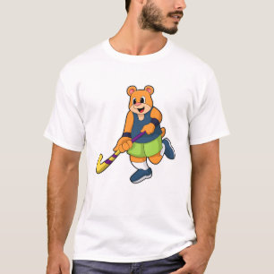 T-shirt Ours au hockey avec chauve-souris de hockey