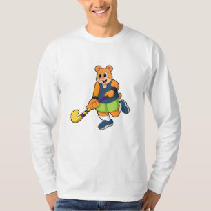 T-shirt Ours au hockey avec chauve-souris de hockey