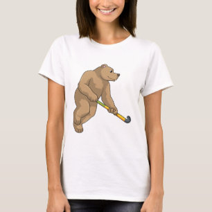 T-shirt Ours au hockey avec chauve-souris de hockey
