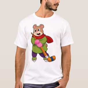 T-shirt Ours au hockey sur glace avec bâton de hockey sur 