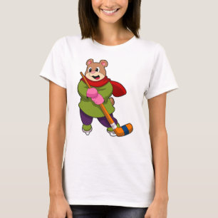 T-shirt Ours au hockey sur glace avec bâton de hockey sur 