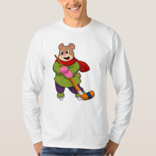 T-shirt Ours au hockey sur glace avec bâton de hockey sur 